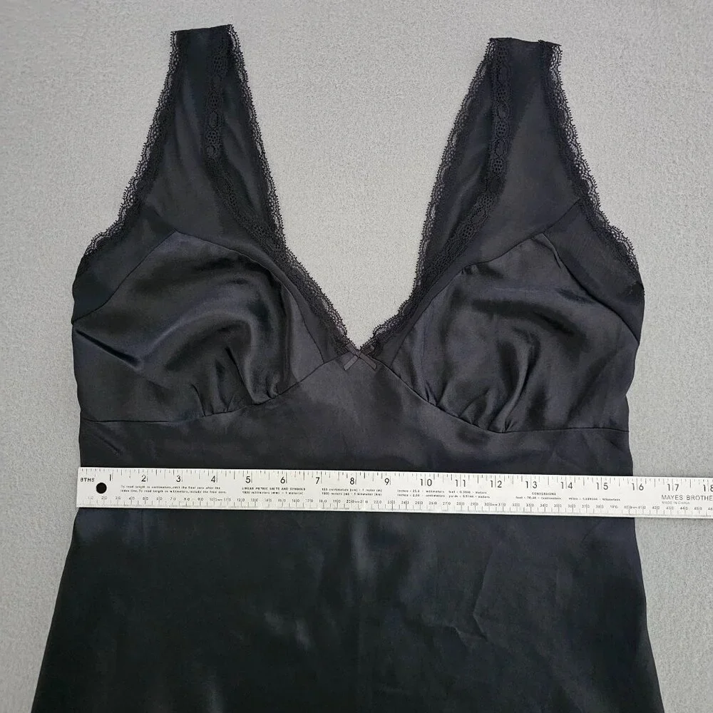 California Dynasty Black Satin‎ Lace Camisole Babydoll Top Size M Whimsigoth 90s